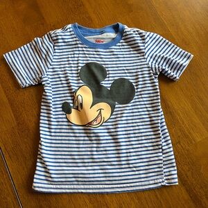 Disney Mickey Mouse Blue Striped Kids T-Shirt